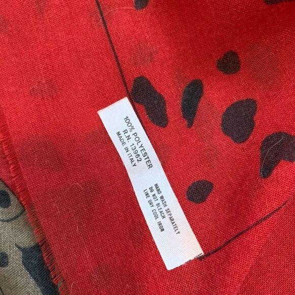 Vintage Cheetah Leopard Animal Red Square Scarf Polka Dot Large - Picture 4 of 7